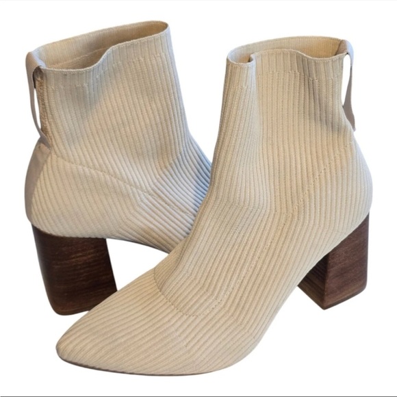 Steven New York By Steve Madden Ankle Booties Women 10M Neta Cream Knit Excellen - Picture 1 of 13